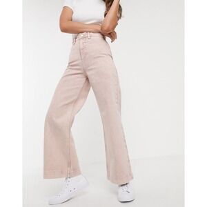 ASOS DENIM 30 Pink‎ Acid Wash Wide Leg High Rise Jeans Casual